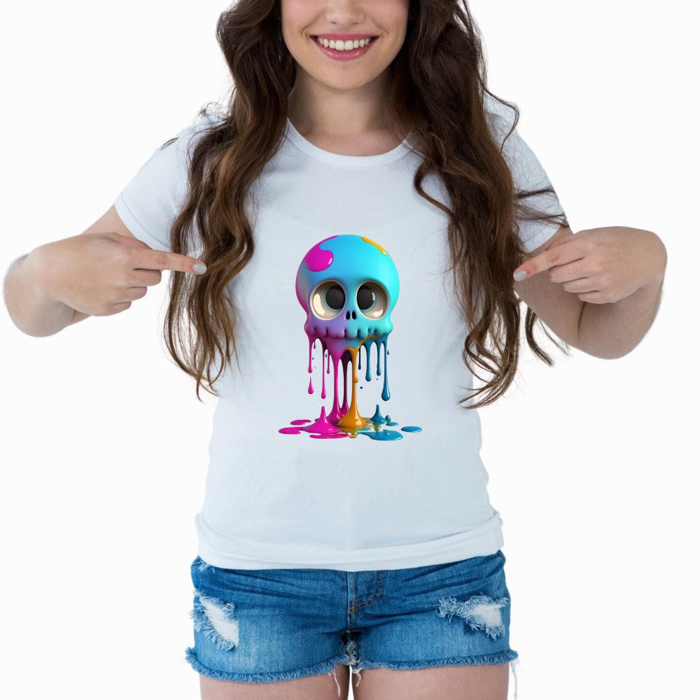 Camiseta Mujer Calavera Colors Blanca - T-shirt