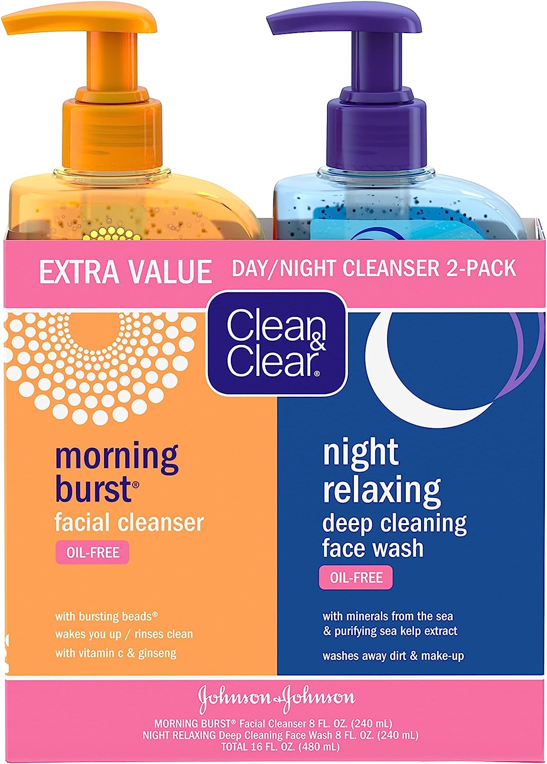 Limpiador Facial Morning Burst De Clean & Clear, Paquete De Limpiador Diurno Y Nocturno