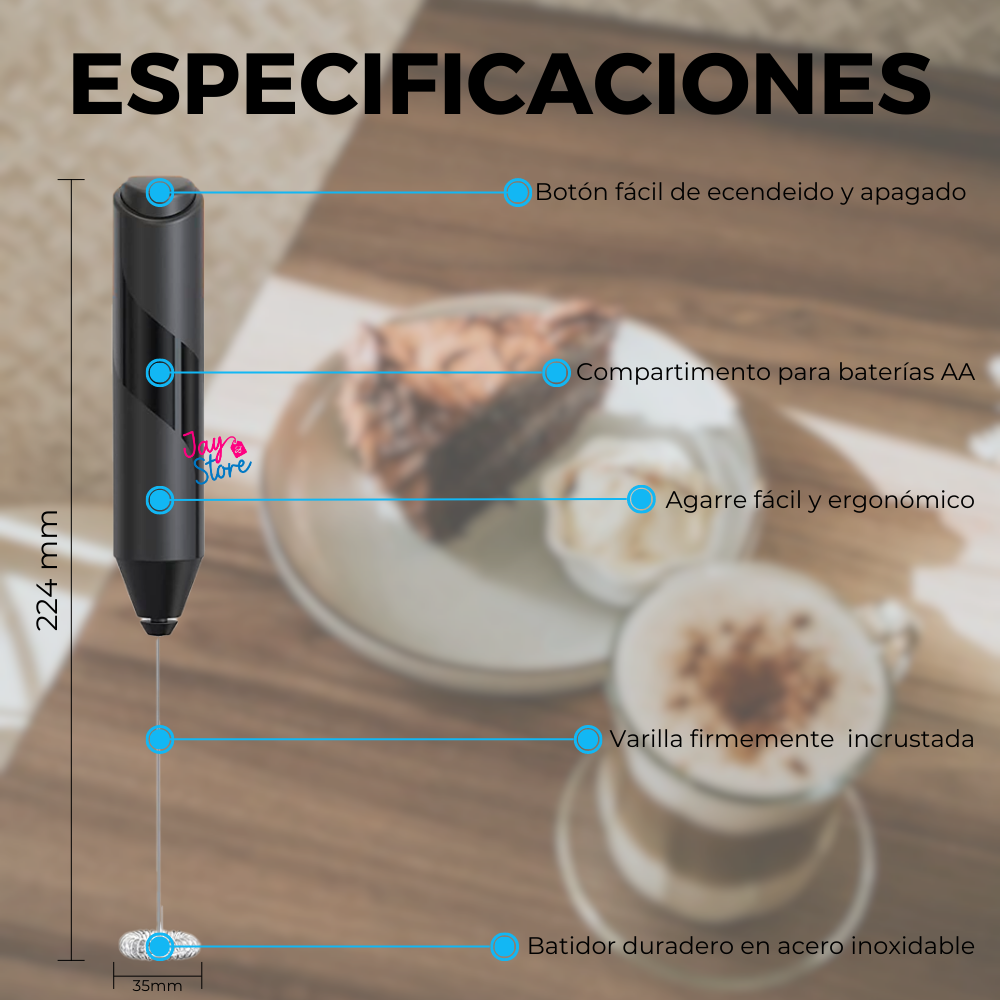 Batidor Espumador Eléctrico De Leche Huevos Café Mezclador
