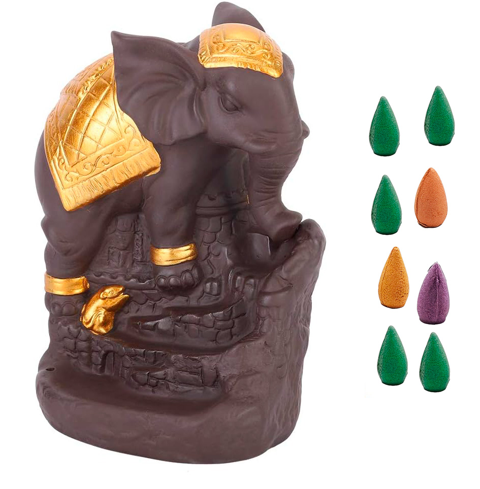 Elefante Ganesha Quemador Incienso + Cono De Incienso 0336