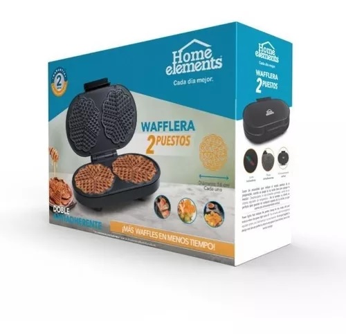 Wafflera 2 Puestos Home Elements Antiadherente Hewm2p