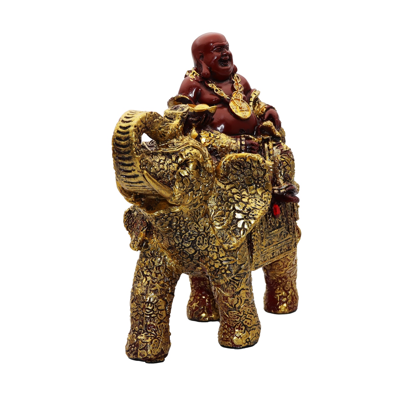 Buda Elefante Dorado Decoración Prosperidad Adorno