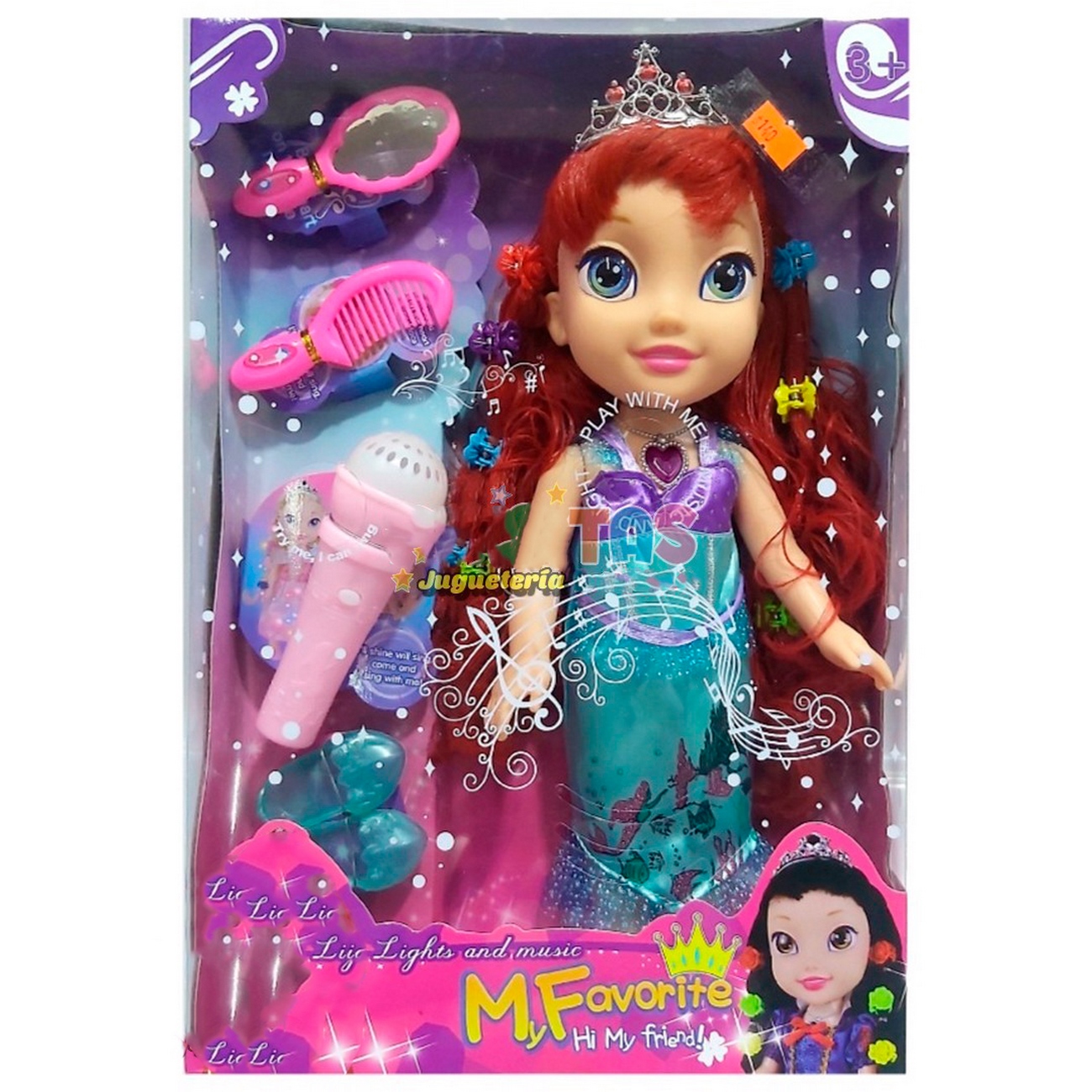 Muñeca Princesa Ariel Sirena Luces Niña Sonido + Baterias