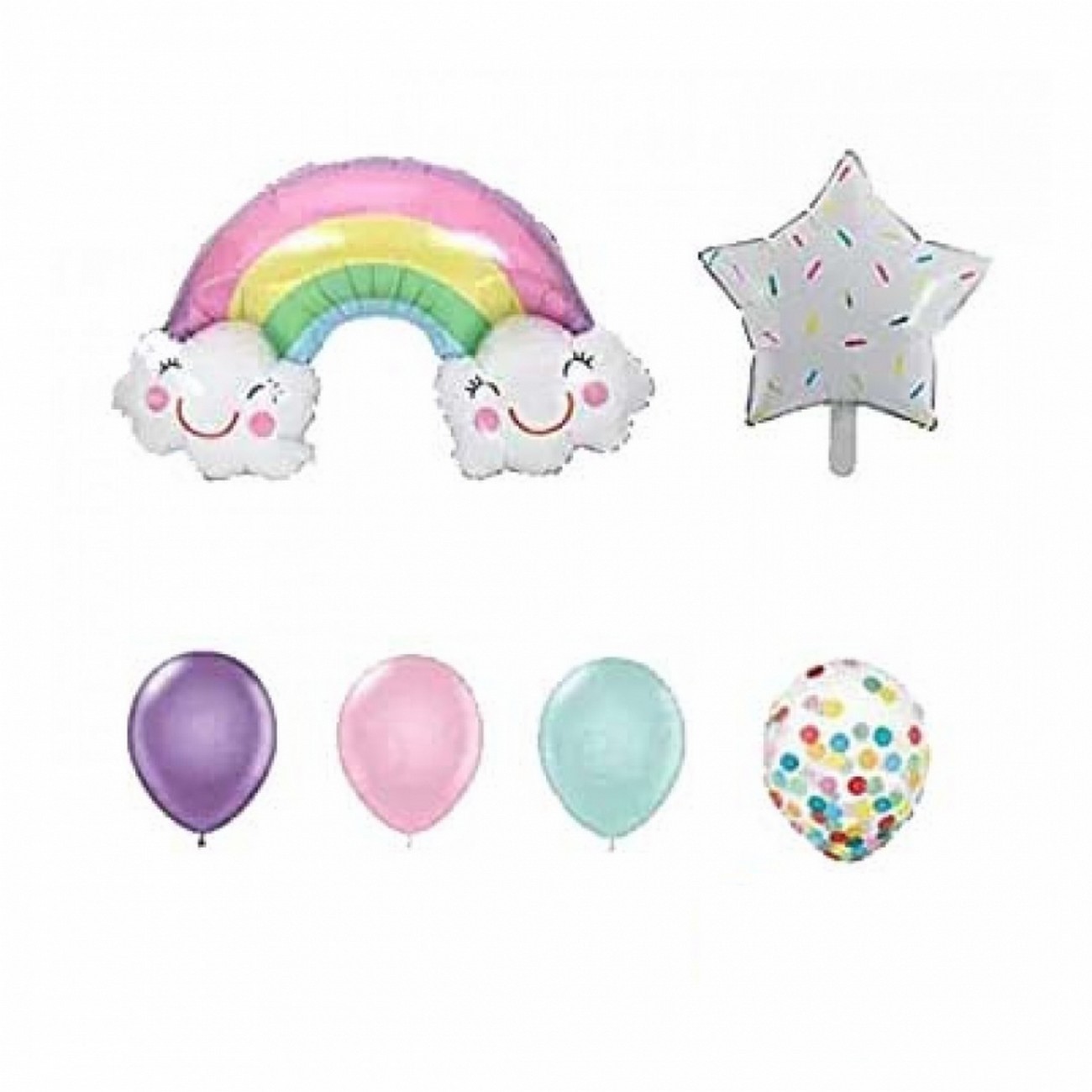 Kit Set Globo Feliz Cumpleaños Arcoiris Candy Dulce Tematico