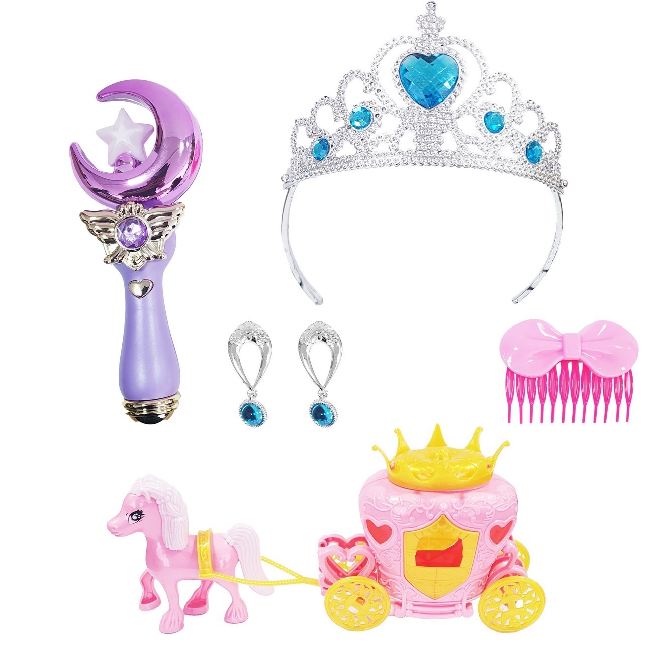 Set Varita Princesa Reina Corona Cetro + Accesorios Juguete 