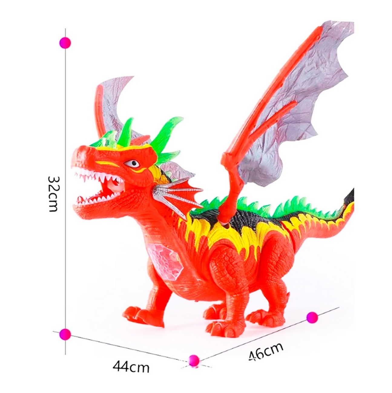 Dragón Dinosaurio Pone Huevos Vapor Luces Sonido Movimiento 