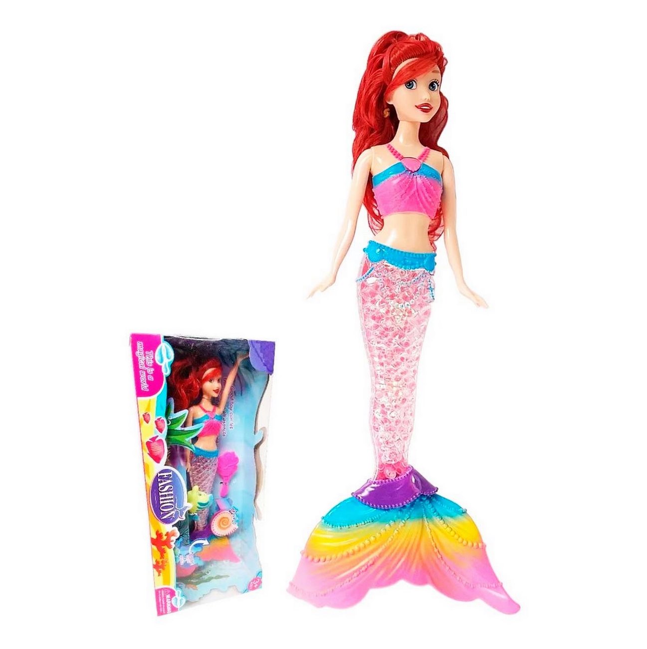 Muñeca Princesa Sirena Ariel Luces Niña Sonido + Baterias 