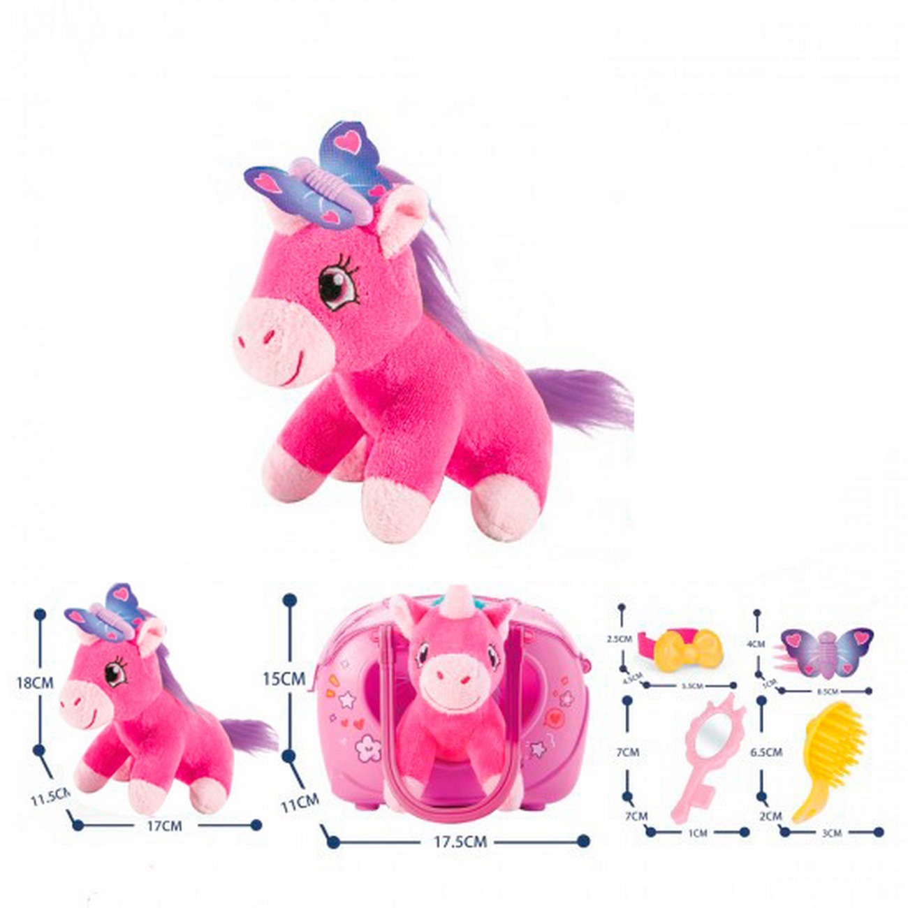Maleta Bolso Juguete Mascota Unicornio Pony + Accesorios