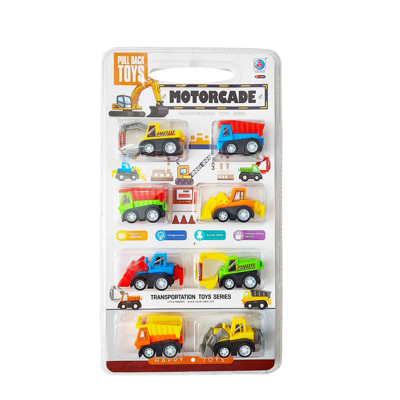 Kit Carros De Construcciòn X 8 Pcs Bulldozer Retro Juguete