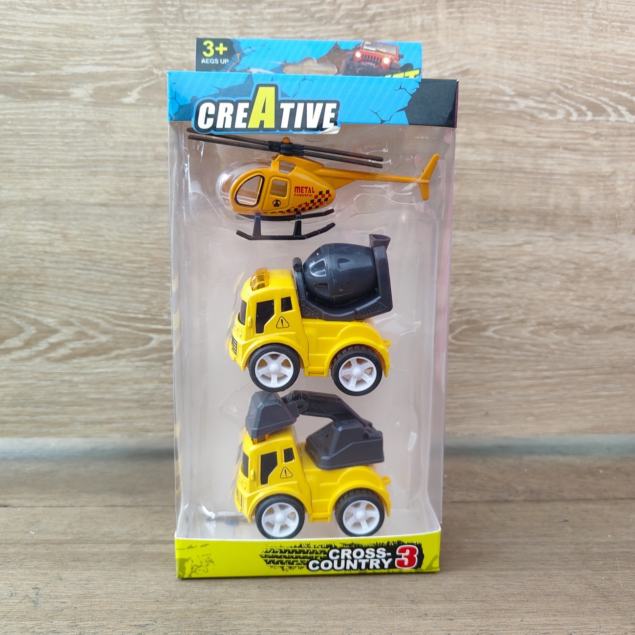 Carros De Impulso Y Helicoptero Colección Construcciòn X 3 