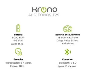 Audífonos Krono T29 Conexión Bluetooth Negro