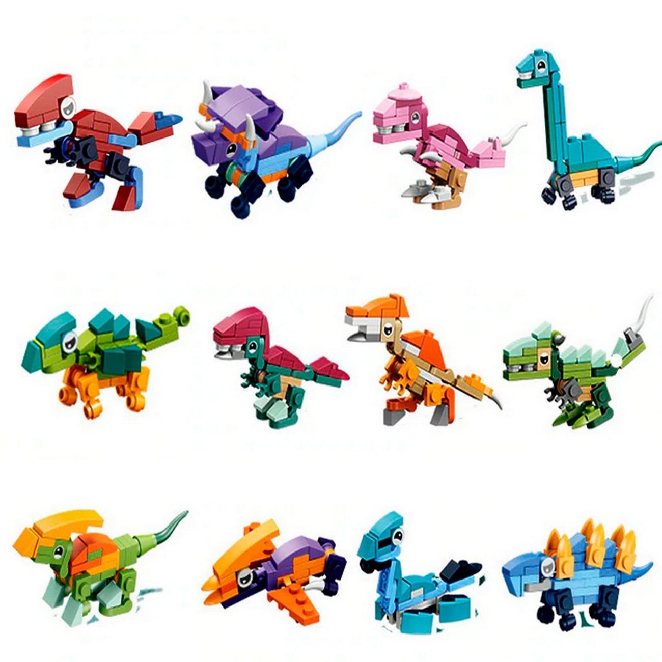 Dinosaurio Figura Armable Pack X 12 Dinosaurios Didactico