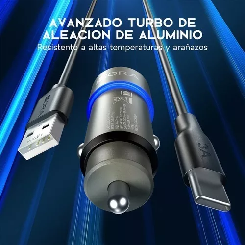 Combo Turbo Cargador Para Auto Qc 3.0 Plug In + Cable Typo-c