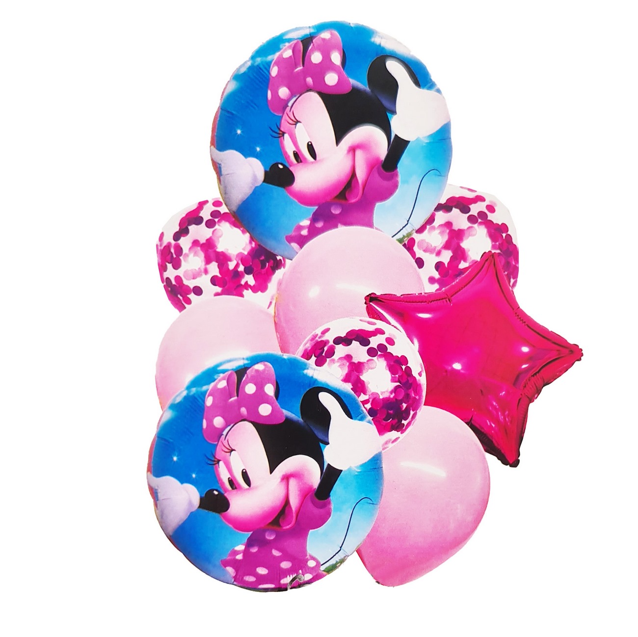 Kit Bouquet Globo Minnie Mouse Feliz Cumpleaños Mickey