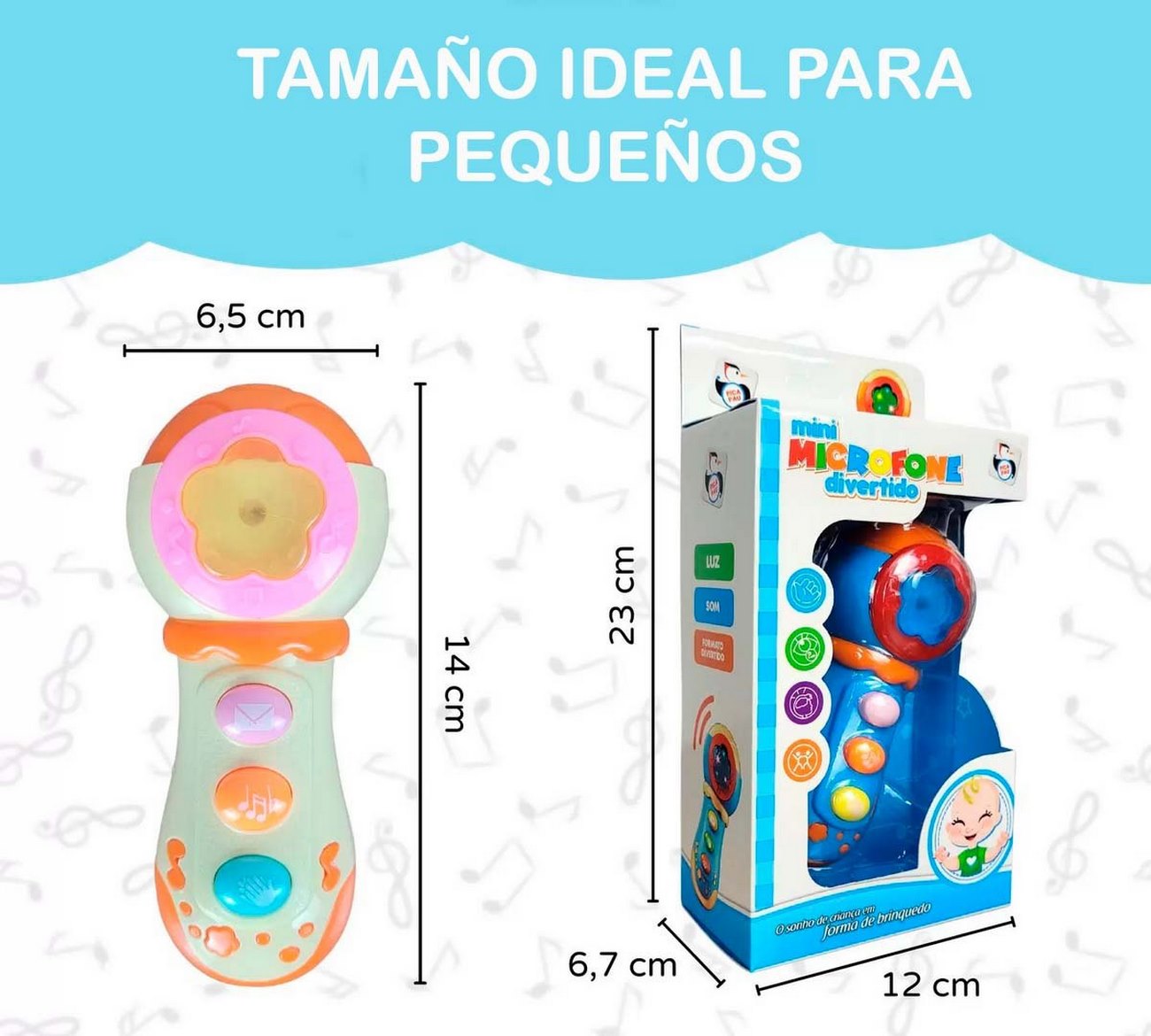 Micrófono Para Bebés Con Luz Y Sonidos Juguete + Baterias