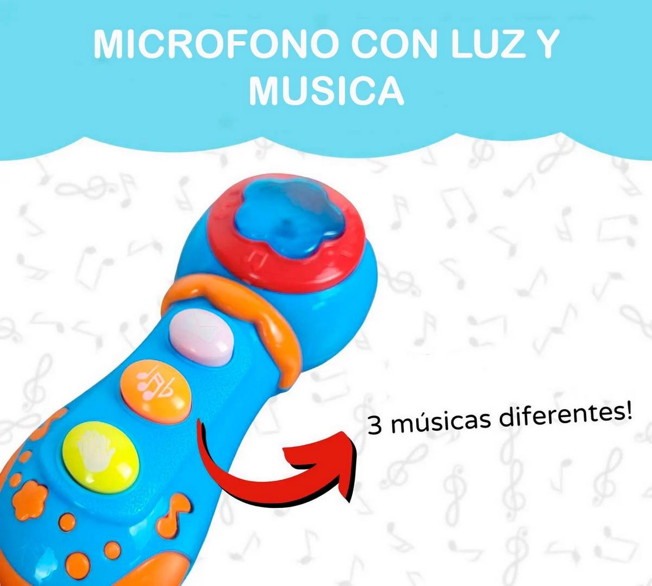 Micrófono Para Bebés Con Luz Y Sonidos Juguete + Baterias