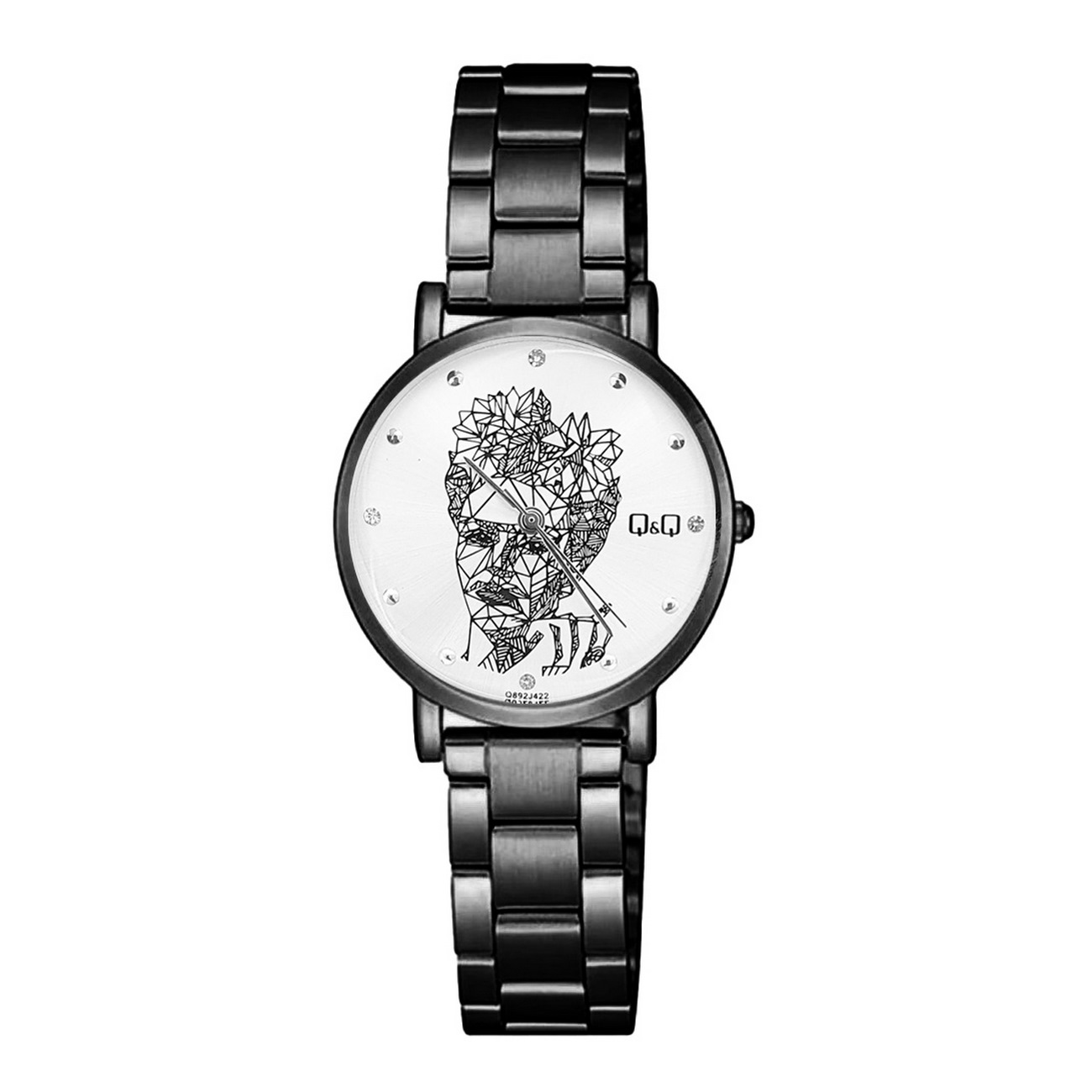 Reloj Q&q Qyq Elegante Frida Kahlo Acero + Estuche Dama