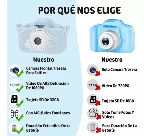Cámara Digital Fotográfica Videos Hd Para Niño + Micro 32GB