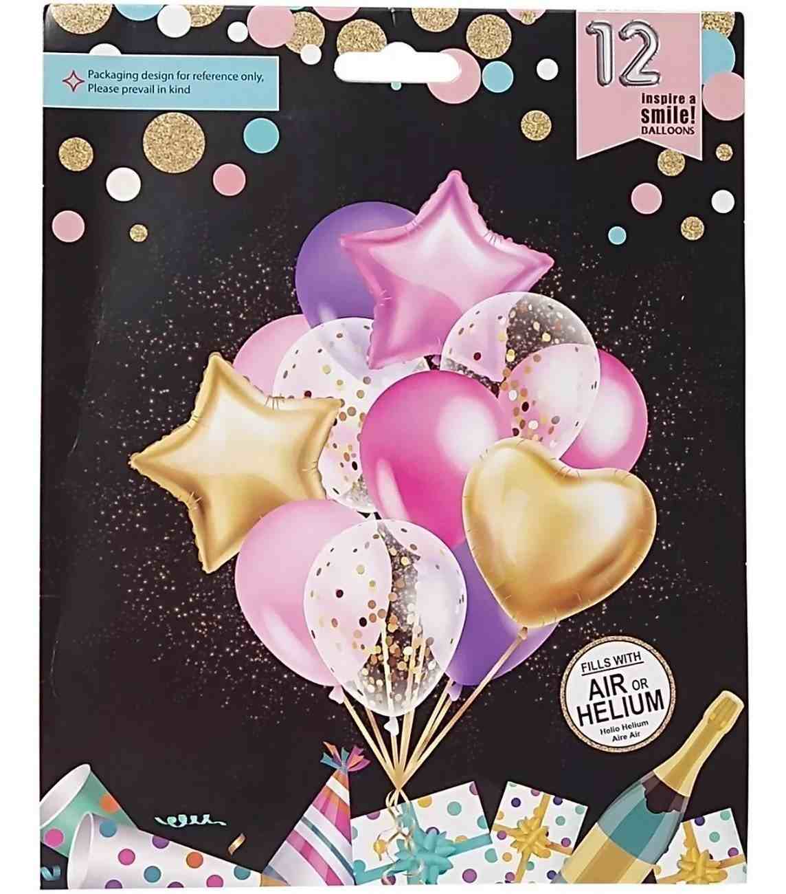 Kit Set Globo Feliz Cumpleaños Corazon Estrella Rosa