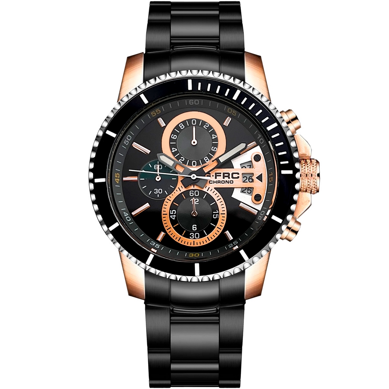 Reloj G-force Original H3843g Cronografo Negro Ros + Estuche