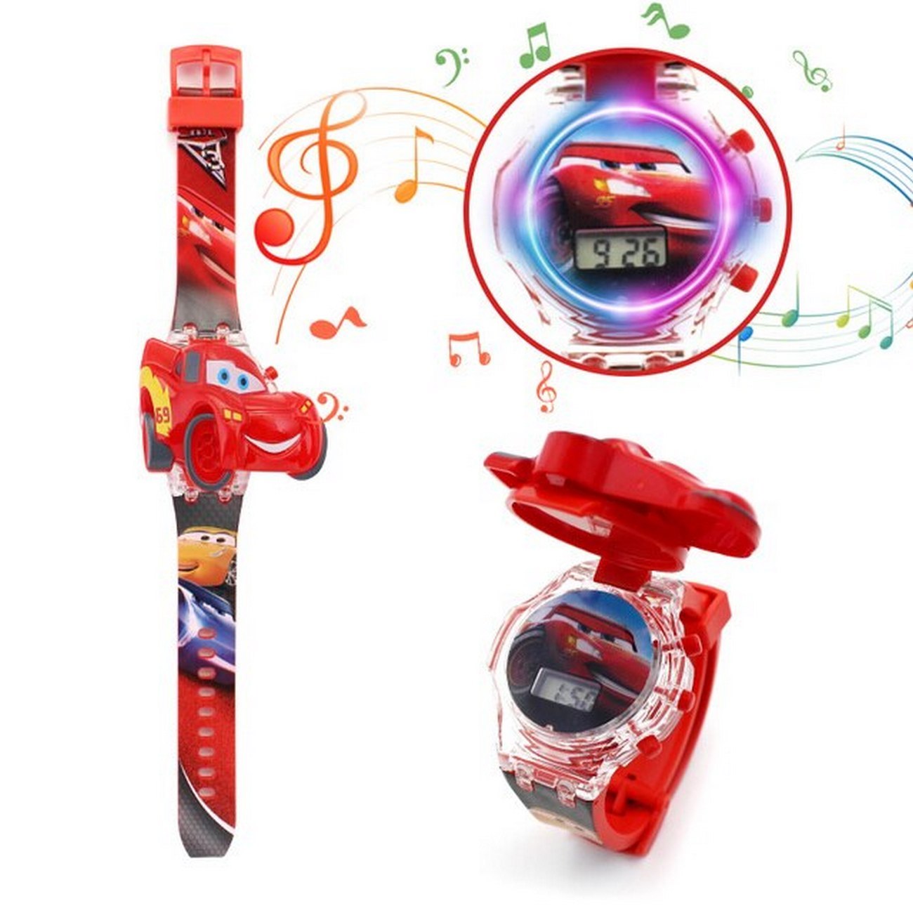 Reloj Niños Digital Luces Sonido Tapa Cars Rayo Macquen