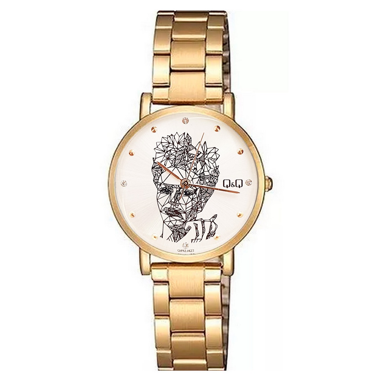 Reloj Q&q Qyq Elegante Frida Kahlo Acero + Estuche Dama