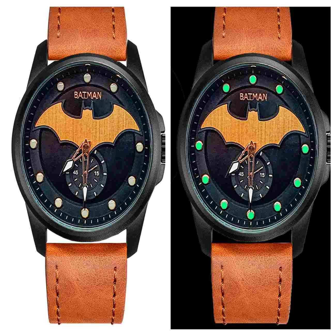 Reloj Batman Caballero Casual Elegante Cuero + Estuche