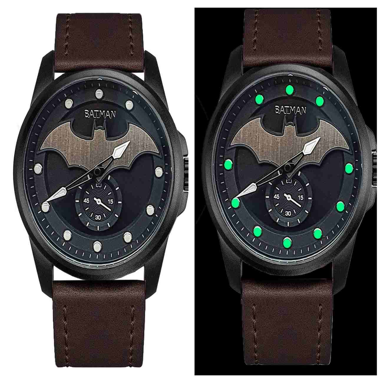 Reloj Batman Caballero Casual Elegante Cuero + Estuche