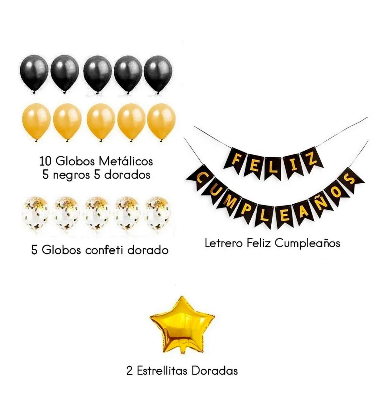 Kit Decoración Feliz Cumpleaños Globos Bombas Guirnalda