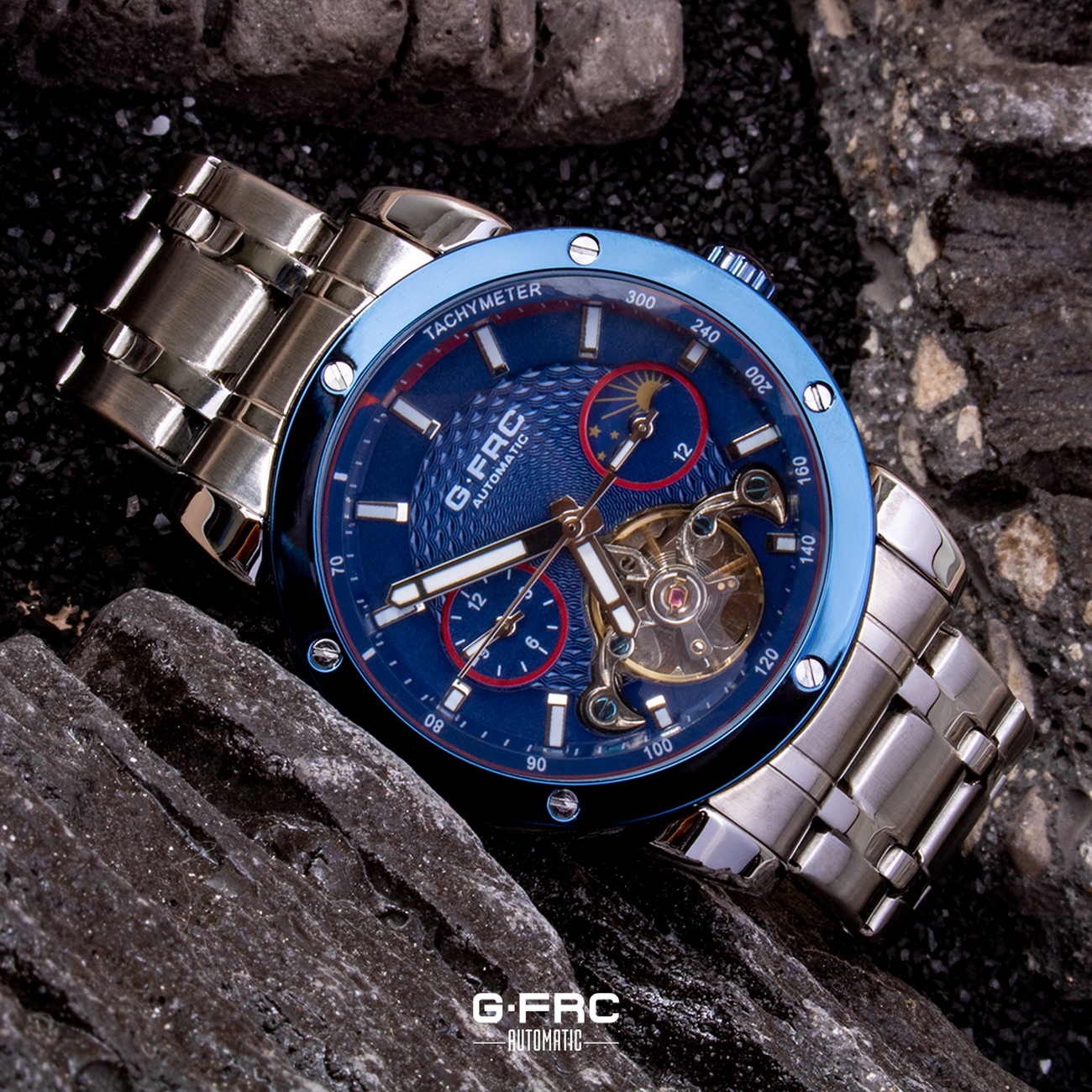 Reloj G-force At866 Automatico Abierto Acero Casual+ Estuche