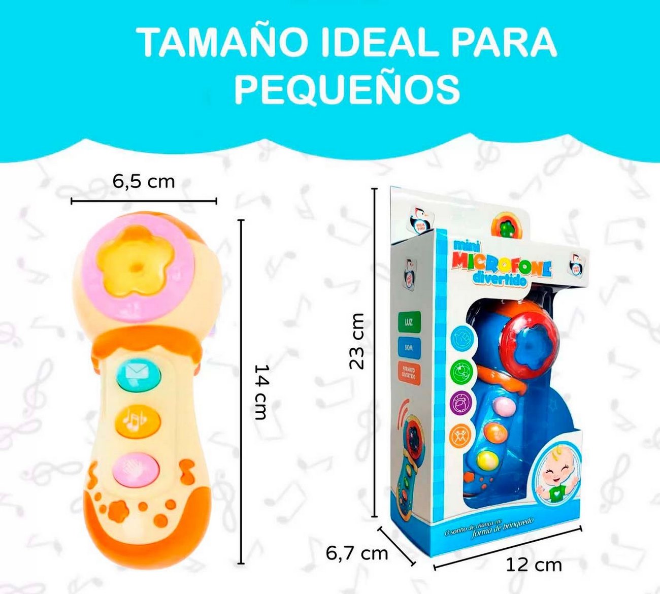 Micrófono Para Bebés Con Luz Y Sonidos Juguete + Baterias