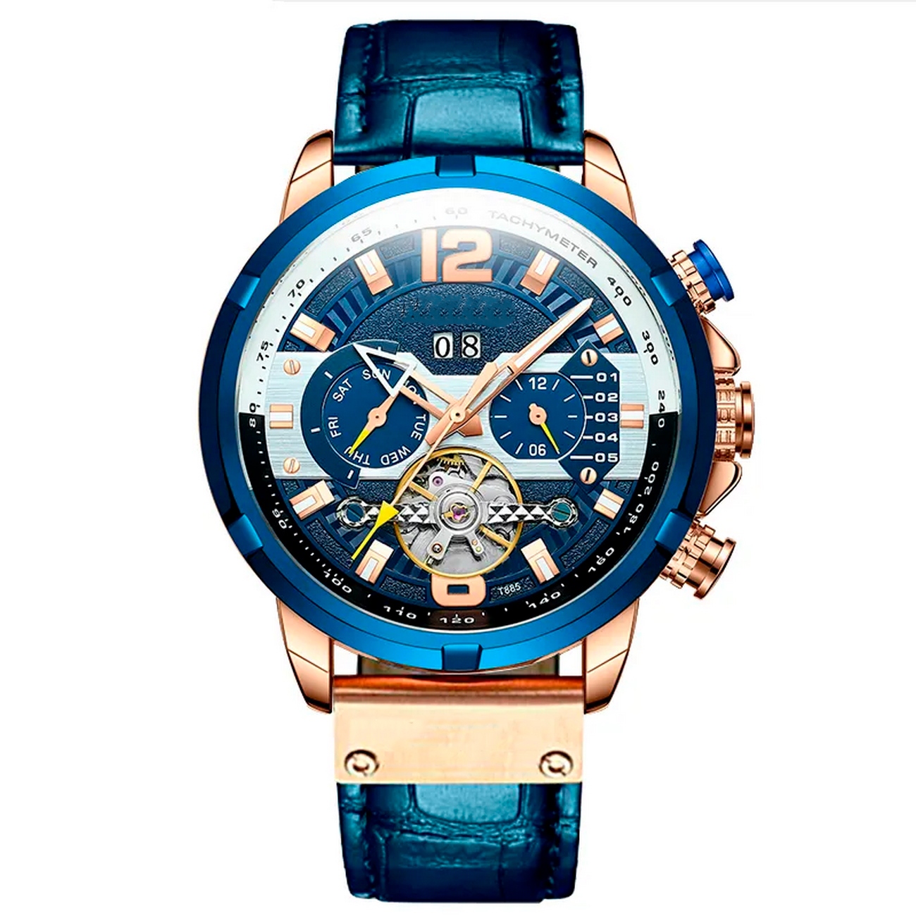 Reloj G-force At885 Automatico Fecha Cuero Casual+ Estuche