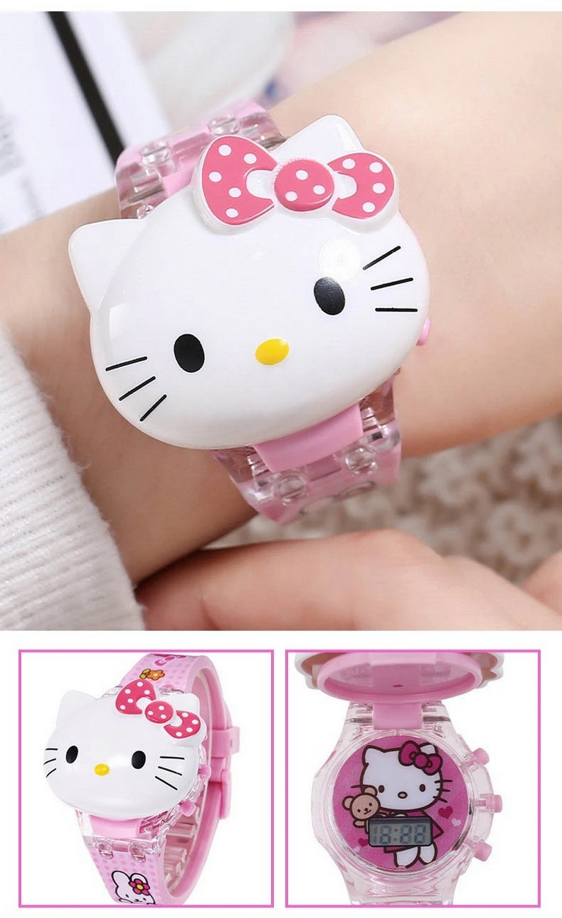 Reloj Niñas Digital Luces Sonido Tapa Infantil Hello Kitty