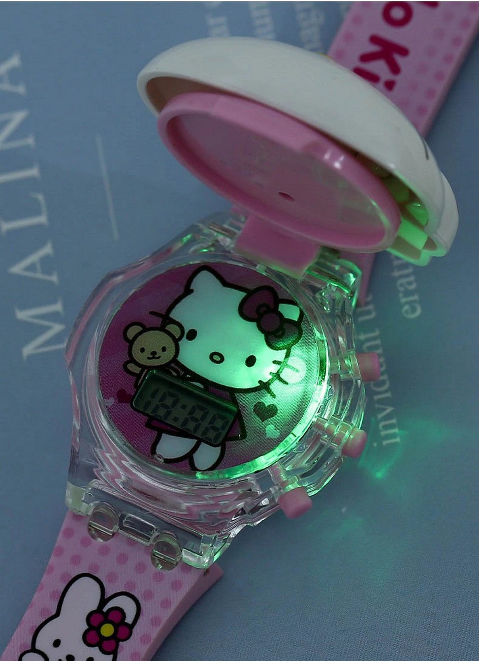 Reloj Niñas Digital Luces Sonido Tapa Infantil Hello Kitty