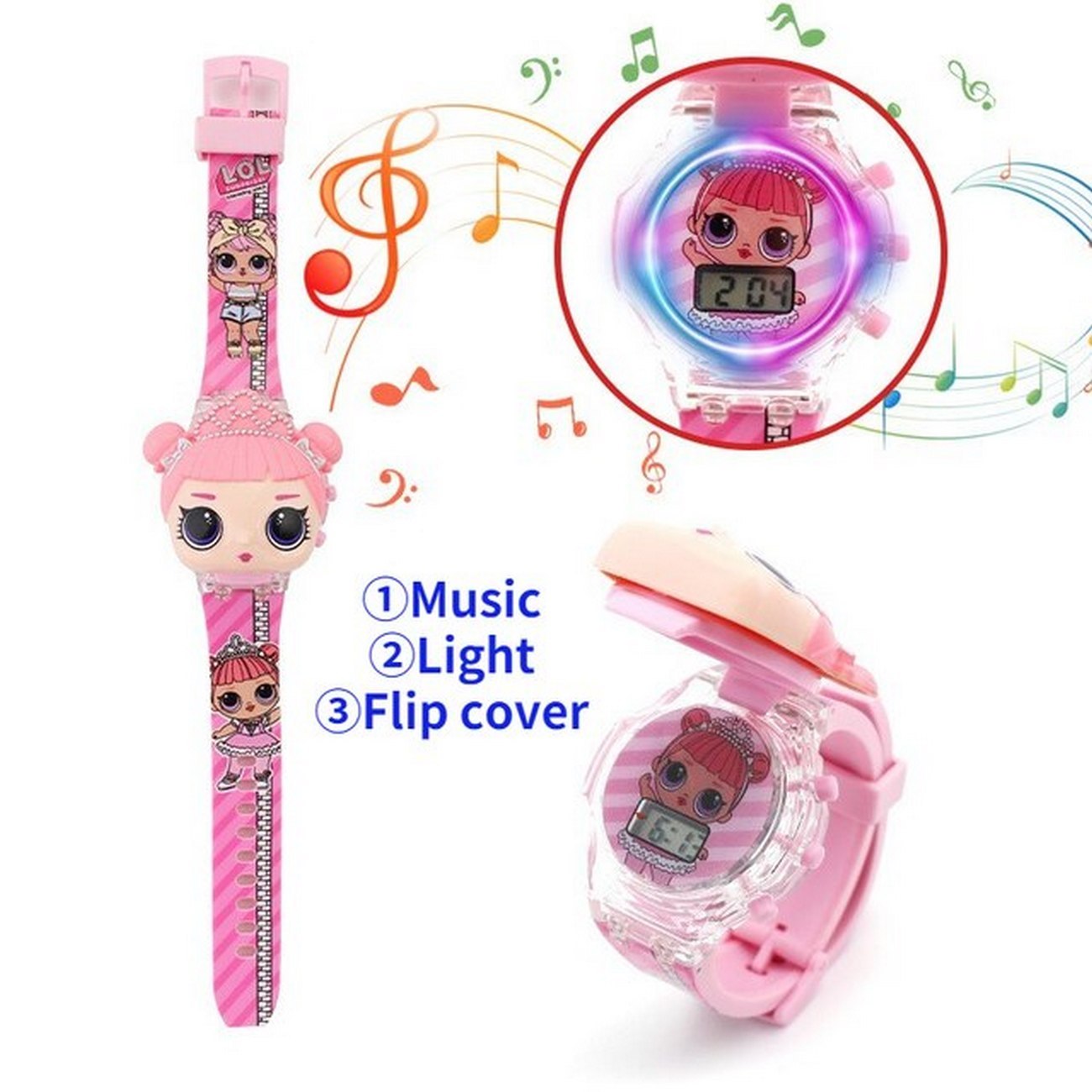 Reloj Niños Digital Luces Sonido Tapa Infantil Muñeca Lol