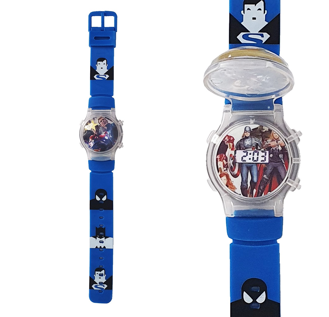 Reloj Niños Digital Luces Tapa Infantil Capitan America 3d