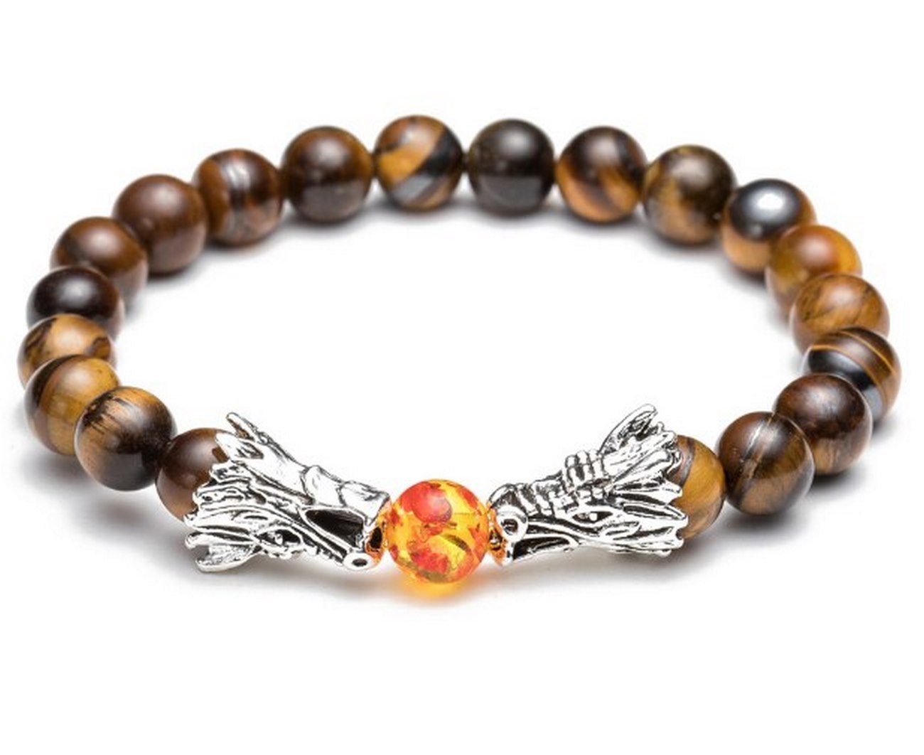 Pulsera Cuarzo Ojo De Tigre Dragon + Estuche Gamushop