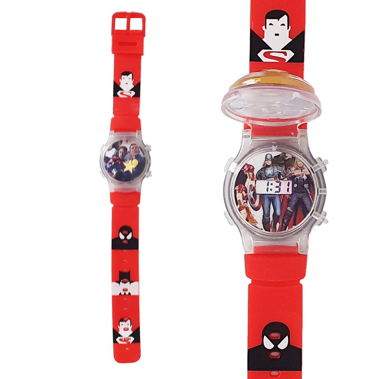 Reloj Niños Digital Luces Tapa Infantil Capitan America 3d