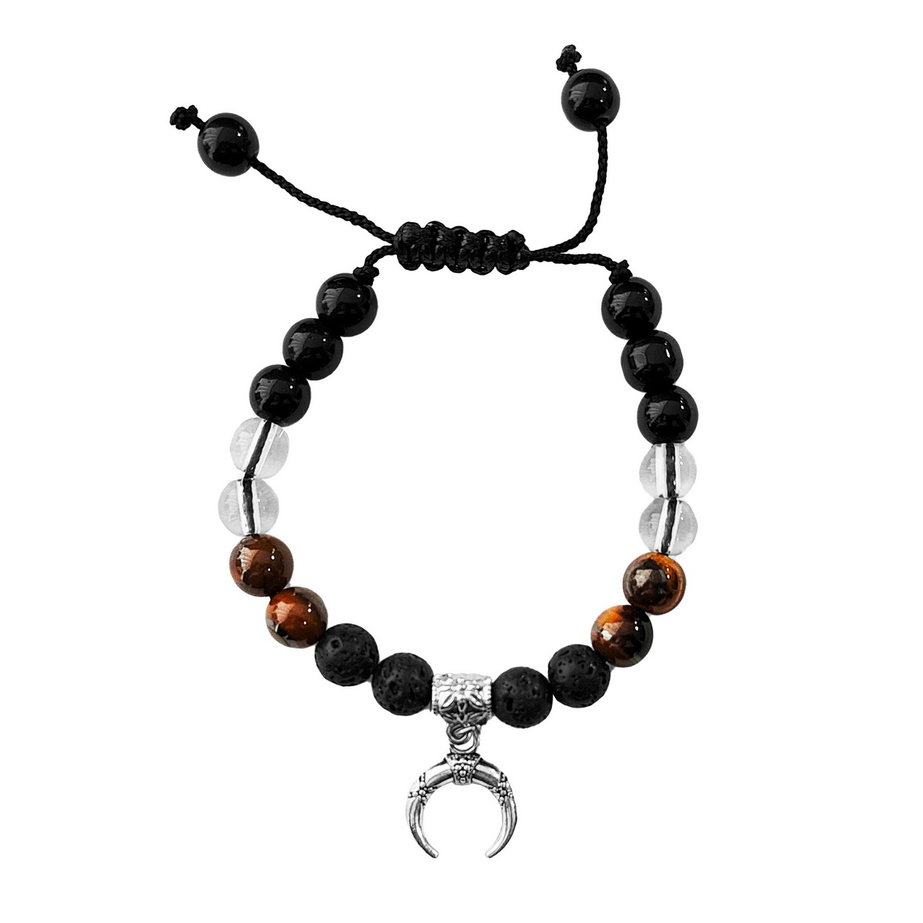 Pulsera Luna Piedra Volcánica - Ojo De Tigre + Estuche