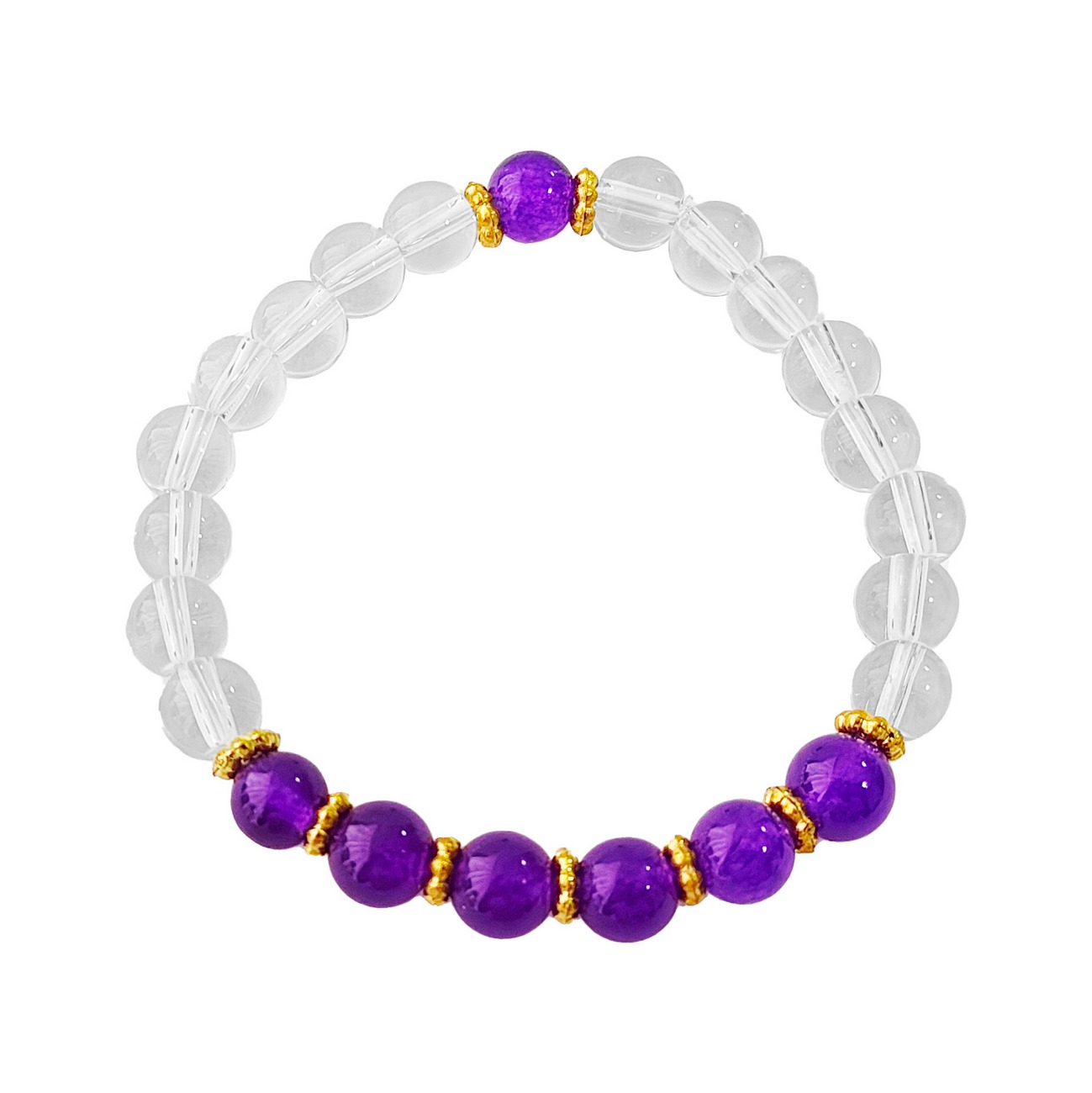 Pulsera Mujer Cuarzo Cristal Con Amatista Protecciòn+estuche