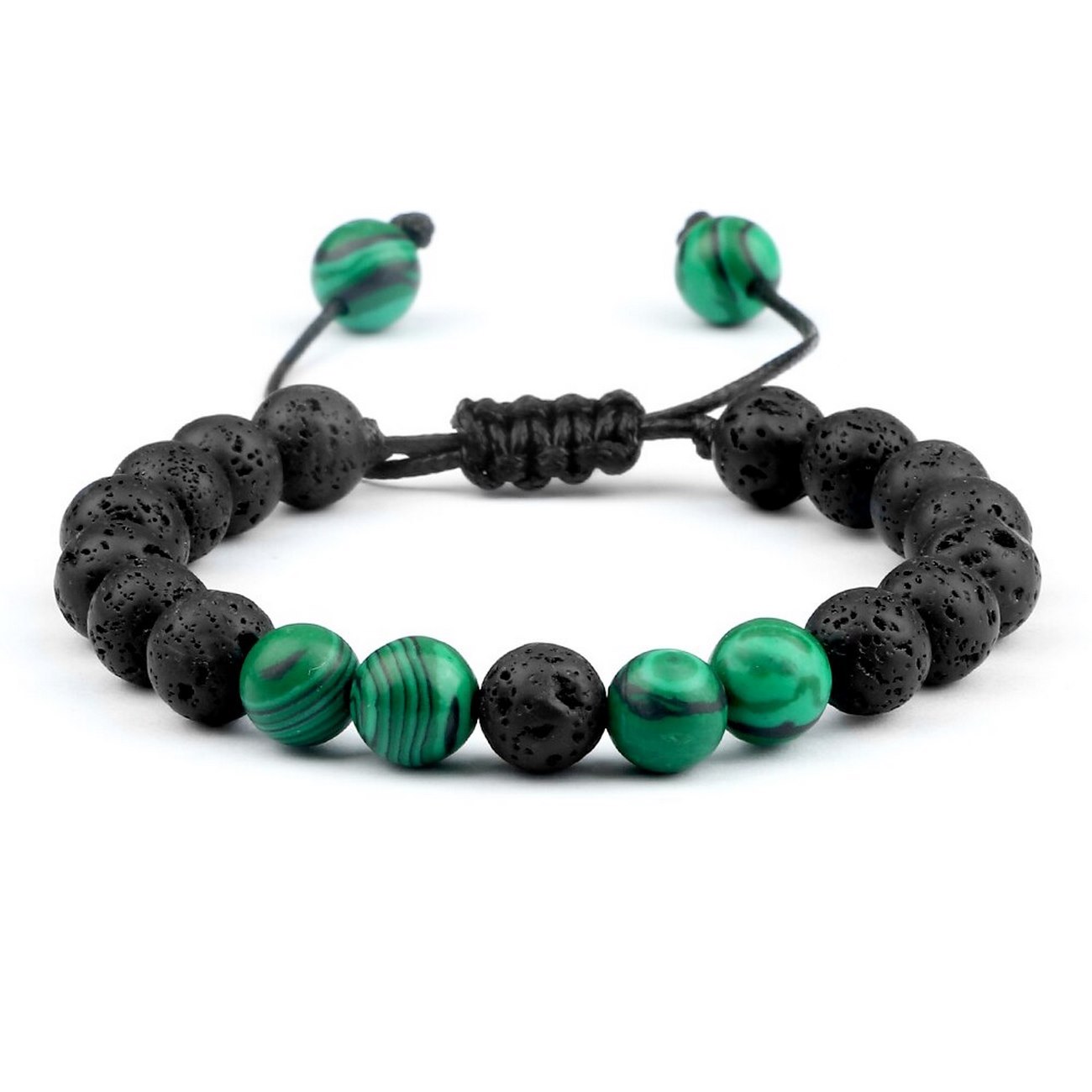 Pulsera Cuarzo Malaquita Piedra Volcanica +estuche Gamushop