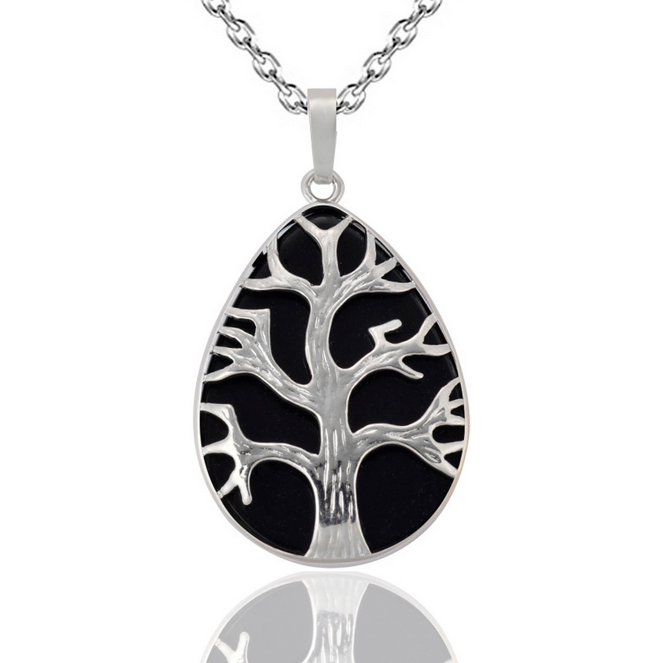 Collar Cuarzo Turquesa Arbol Ovala Energet + Estuche 