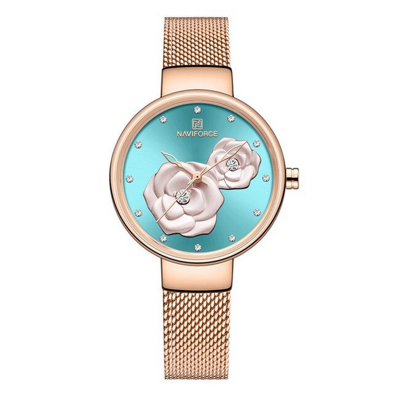 Reloj Naviforce Original Nf 5013l Flor Turquesa + Estuche