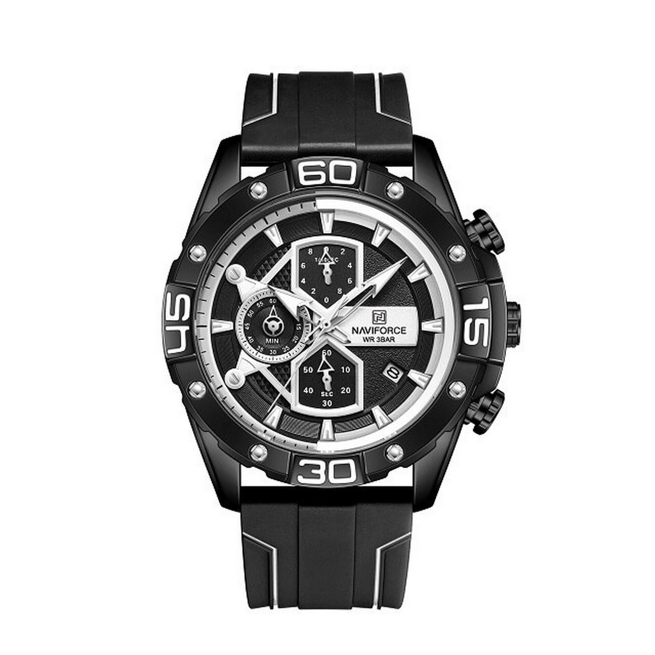 Reloj Naviforce Original Nf 8018t Cronografo Negro + Estuche