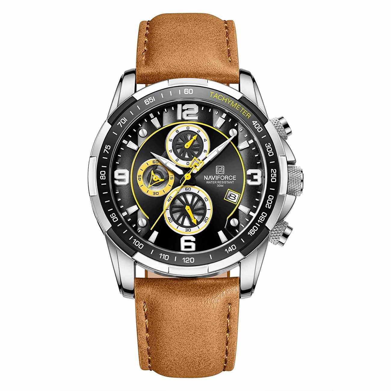 Reloj Naviforce Original Nf 8020 Cuero Marròn + Estuche