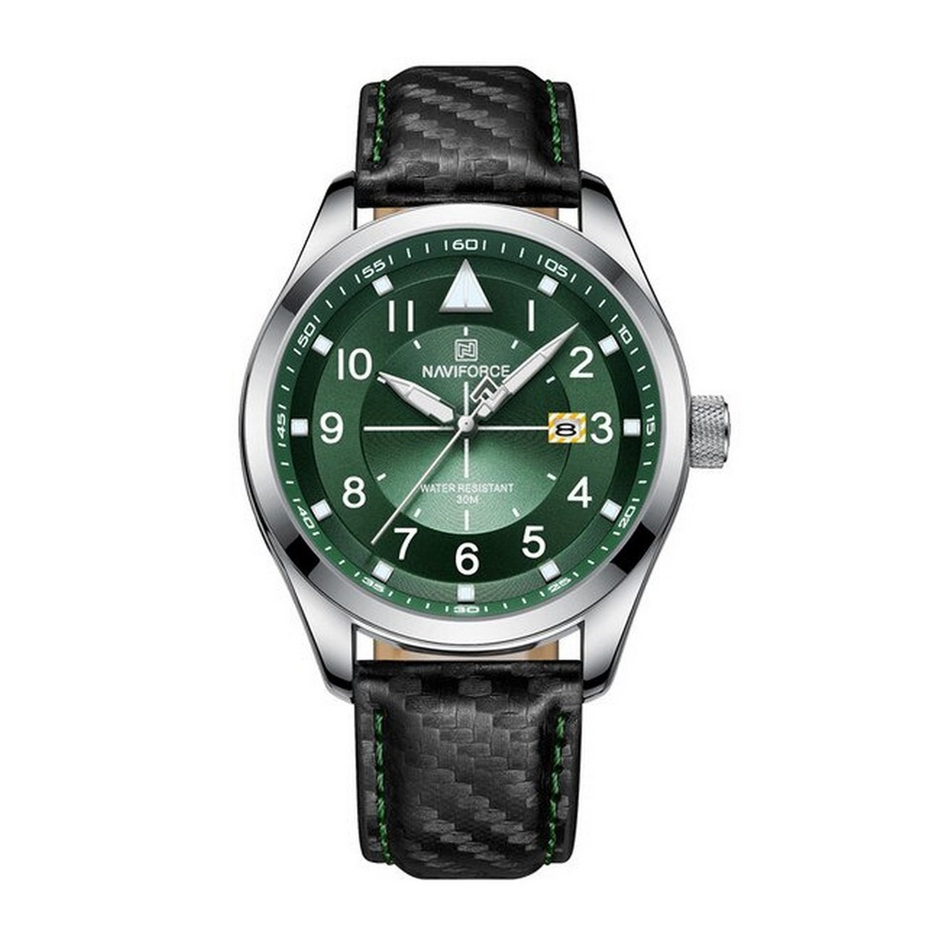 Reloj Naviforce Original Nf 8022 Cuero Verde + Estuche