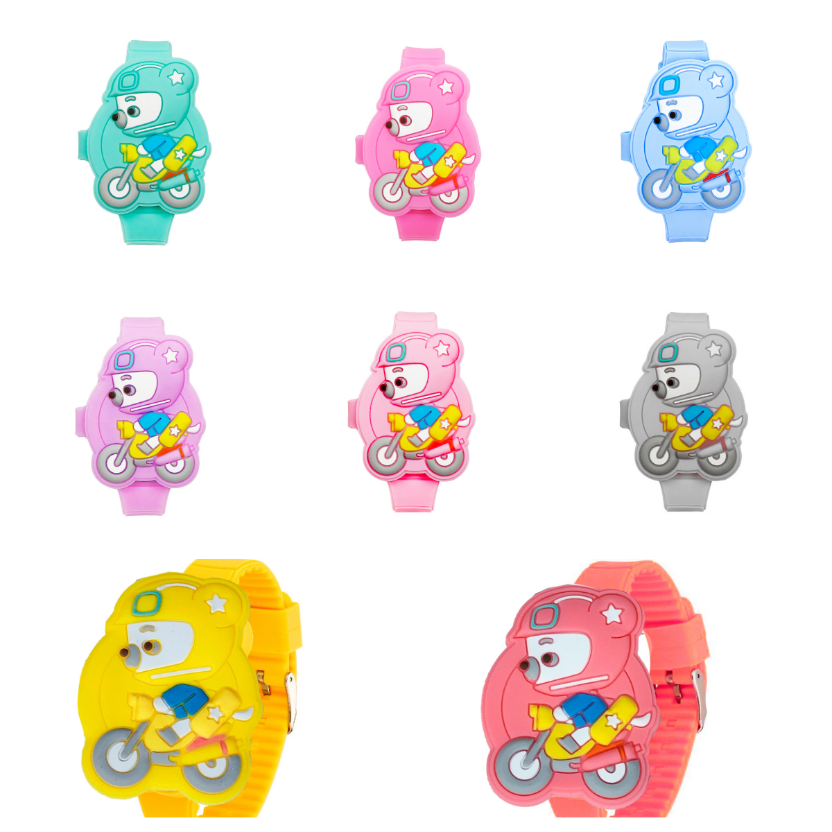 Reloj Digital Led Moto Oso Niño Niña + Estuche 