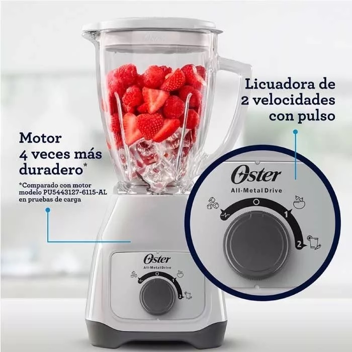 Licuadora Oster 2 Velocidades Vaso De Vidrio Blanca