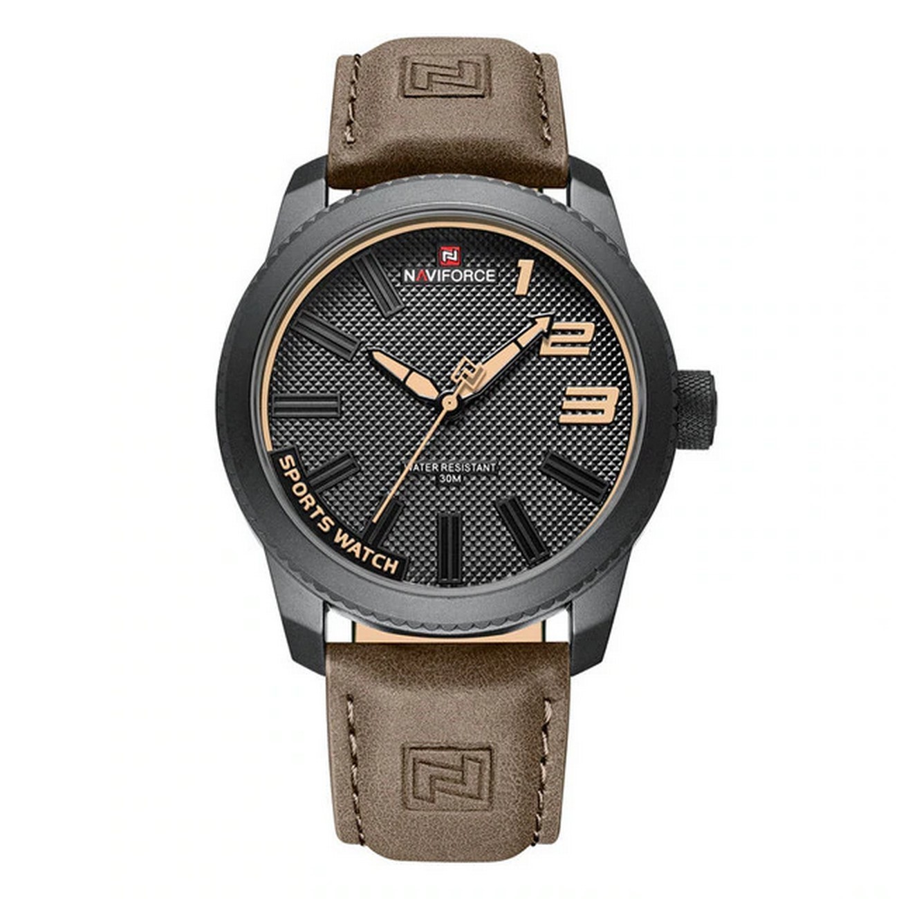 Reloj Naviforce Original Nf9202 Cuero Marròn Oscuro+ Estuche