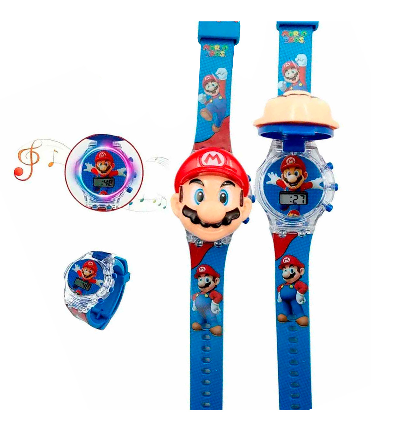 Reloj Niños Digital Luces Sonido Tapa Mario Bros